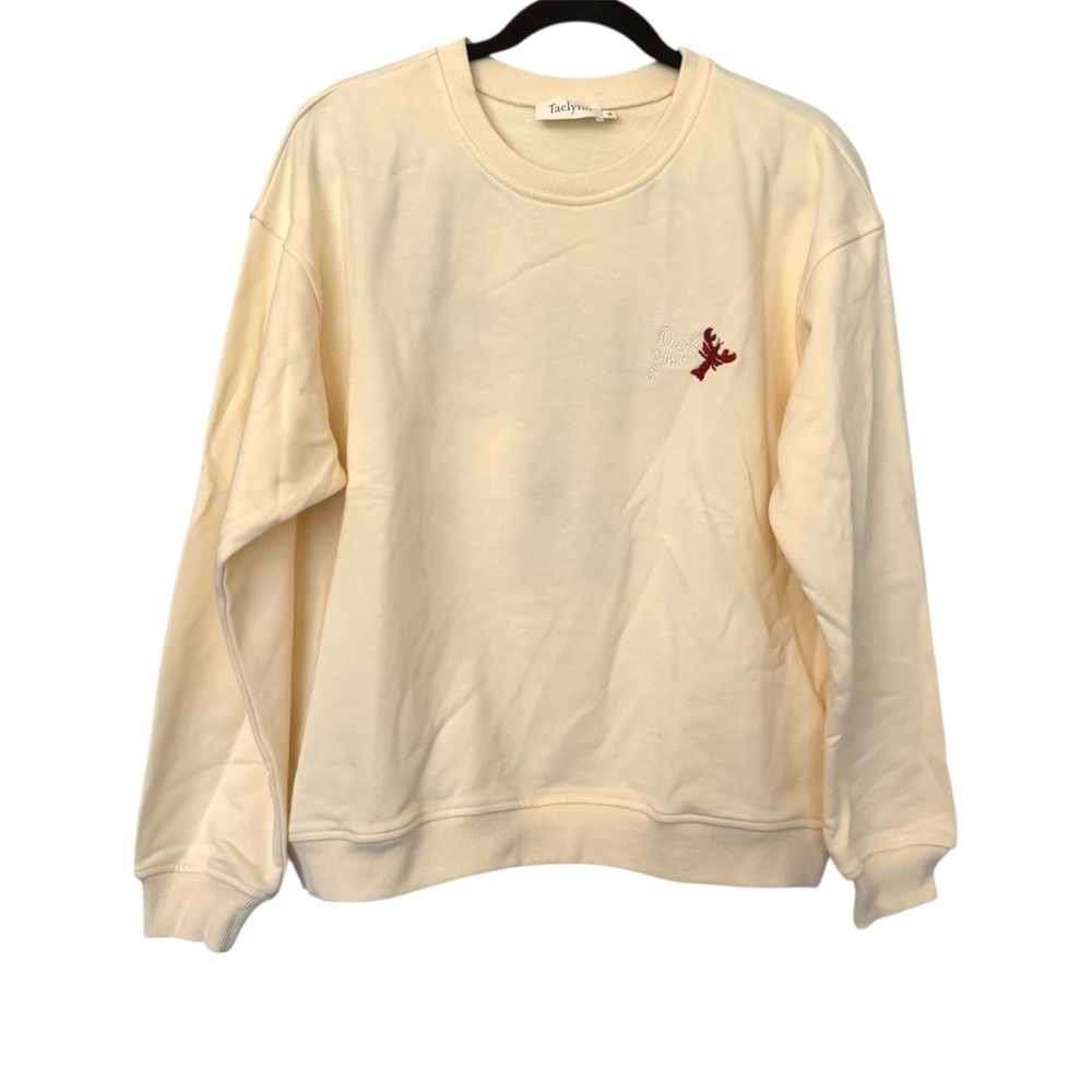 Taelynn Lobster Pinch Me Crewneck Pullover Sweatshirt Cream‎ & Red